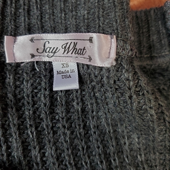 Womens Charcoal Gray Sweater Crew Neck By Brand Say What Sweater XS - Picture 11 of 11